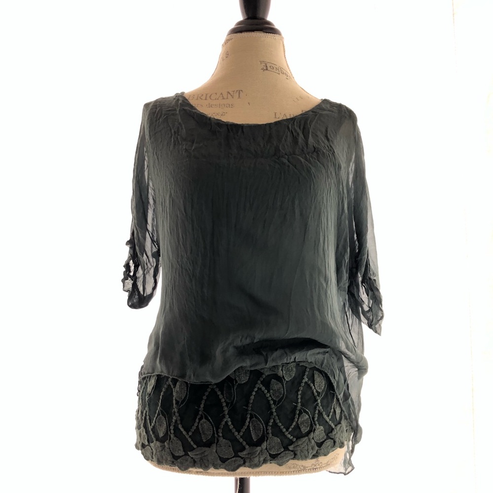 Vintage Silk Blouse Lined Lace